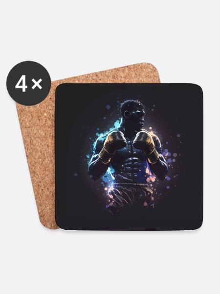 Boxer Poster - Coasters (set of 4) - white
