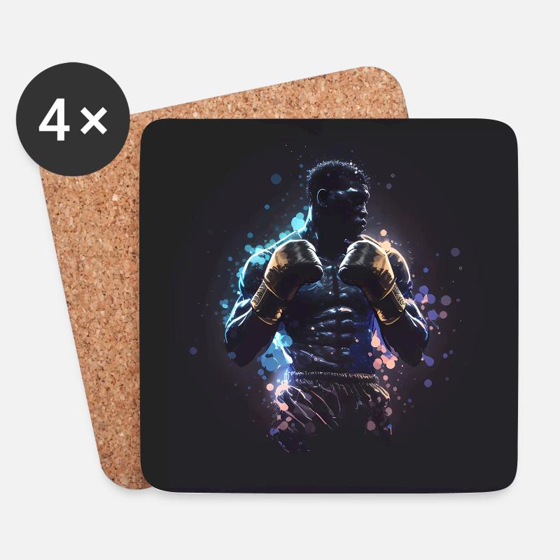 Affiche Boxer - Dessous de verre (lot de 4) - blanc