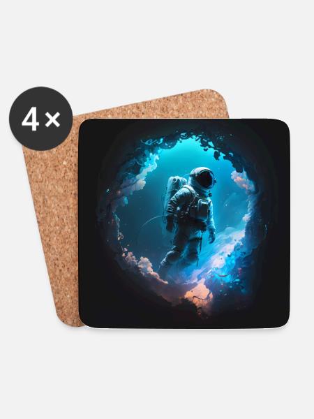 Astronaut in Space Artwork - Coasters (set of 4) - white