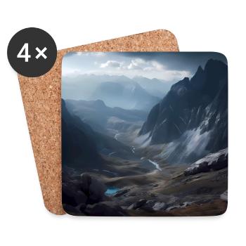 Paysage montagneux autrichien - Dessous de verre (lot de 4) - blanc - Devant