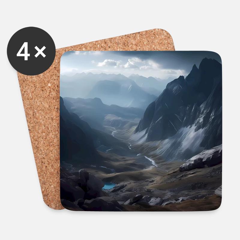 Austrian mountain landscape - Coasters (set of 4) - white