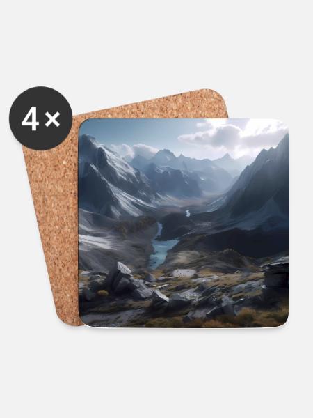 Austrian mountain landscape - Coasters (set of 4) - white