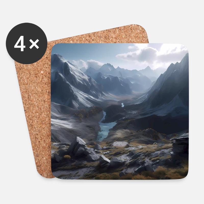 Austrian mountain landscape - Coasters (set of 4) - white