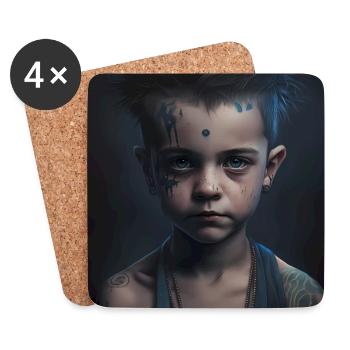 Enfants tatoués - Dessous de verre (lot de 4) - blanc - Devant