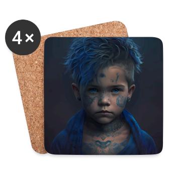 Enfants avec des tatouages œuvres d’art - Dessous de verre (lot de 4) - blanc - Devant