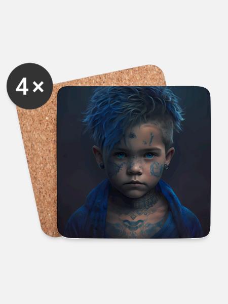 Kinder mit Tattoos Artwork - Untersetzer (4er-Set) - Weiß