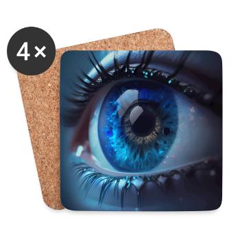 Nahaufnahme von Blauen Augen - Untersetzer (4er-Set) - Weiß - Vorne