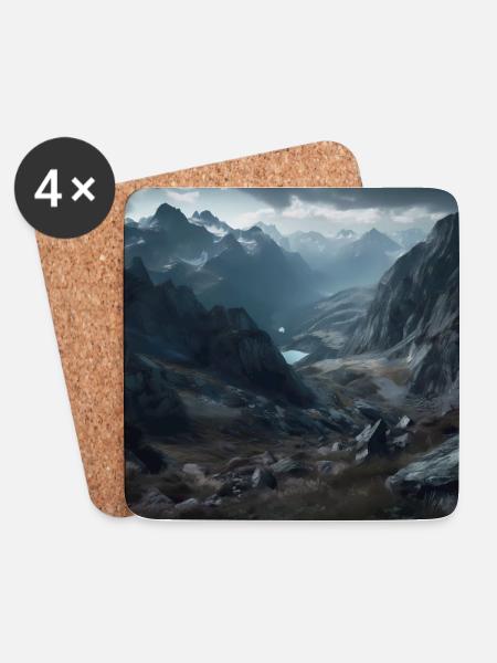 Austrian mountain landscape - Coasters (set of 4) - white