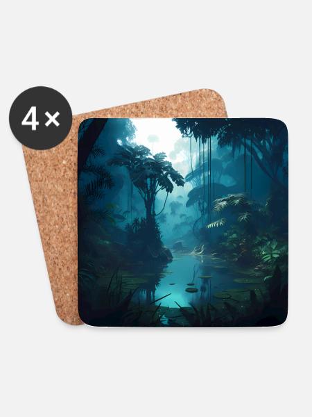 Dschungel Landschaft - Untersetzer (4er-Set) - Weiß
