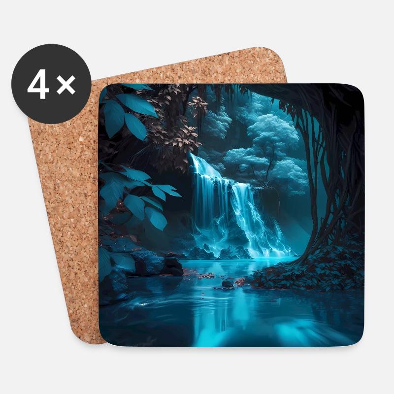 Wasserfall - Untersetzer (4er-Set) - Weiß