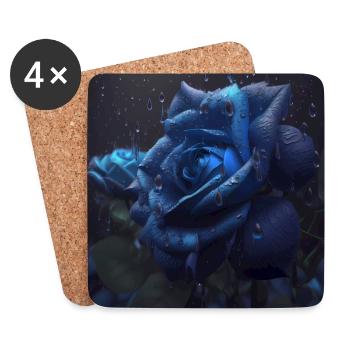 Portrait einer Blauen Rose - Untersetzer (4er-Set) - Weiß - Vorne