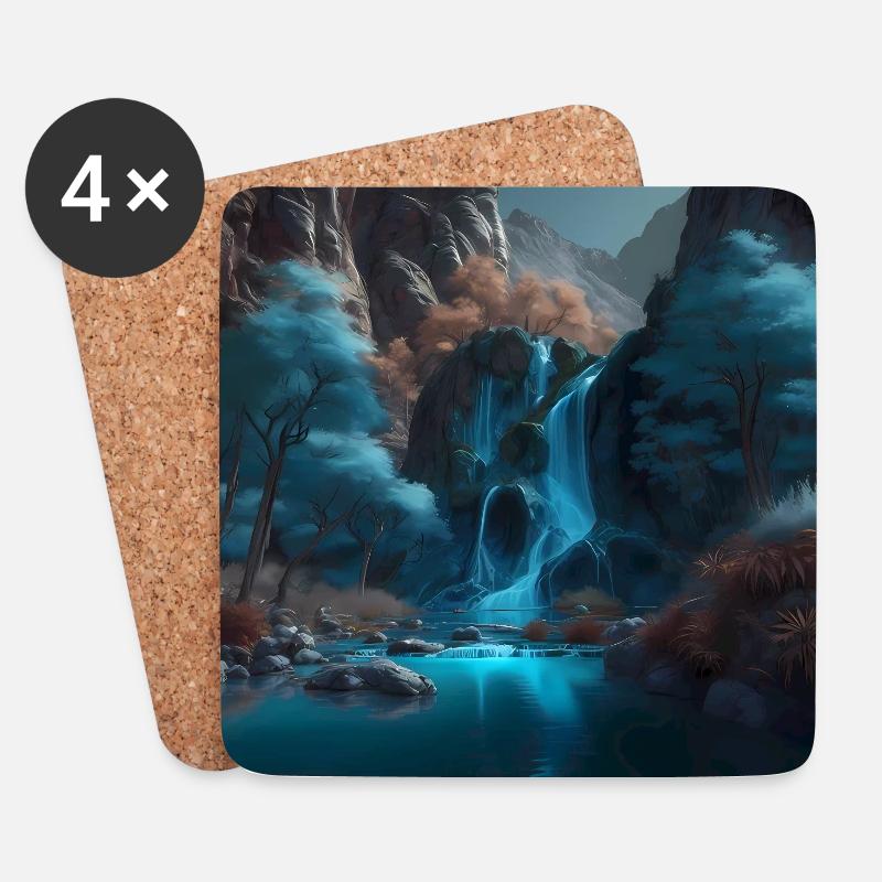 Wasserfall - Untersetzer (4er-Set) - Weiß