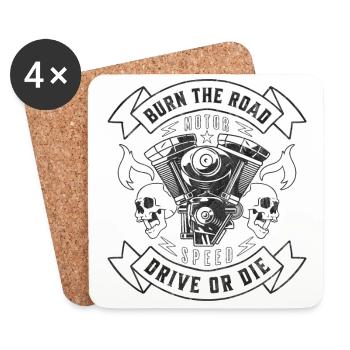 BURN THE ROAD - Dessous de verre (lot de 4) - blanc - Devant