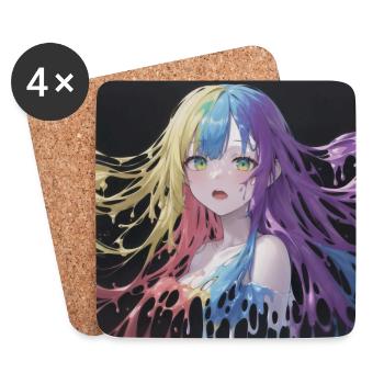 Anime Girl Paint Splash 2 - Dessous de verre (lot de 4) - blanc - Devant