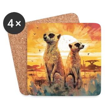 Suricate - Dessous de verre (lot de 4) - blanc - Devant