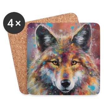 Modern & Colourful Wolf Wall Art by Bodhi - Coasters (set of 4) - white - Front