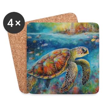 Modern & Colourful Turtle Wall Art by Bodhi - Coasters (set of 4) - white - Front