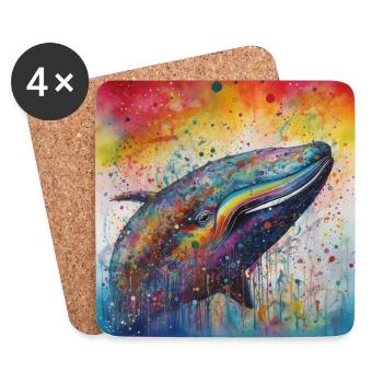 Modern & Colourful Whale Wall Art by Bodhi - Coasters (set of 4) - white - Front
