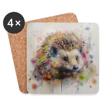 Modern & Colourful Hedgehog Wall Art by Bodhi - Coasters (set of 4) - white - Front