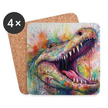 Modern & Colourful Crocodile Wall Art by Bodhi - Coasters (set of 4) - white - Front