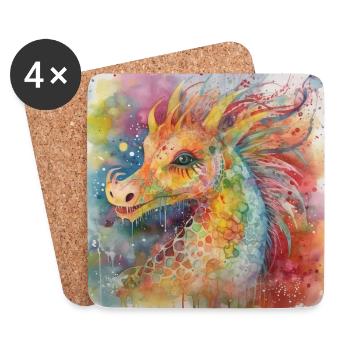 Modern & Colourful Dragon Wall Art by Bodhi - Coasters (set of 4) - white - Front