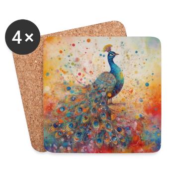 Modern & Colourful Peacock Wall Art by Bodhi - Coasters (set of 4) - white - Front