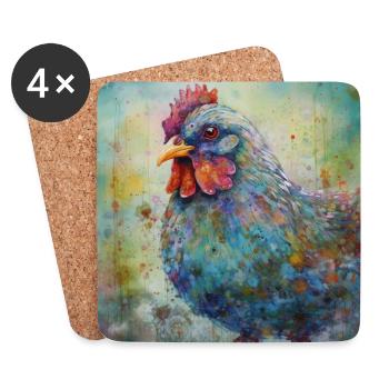 Modern & Colourful Chicken Wall Art by Bodhi - Coasters (set of 4) - white - Front