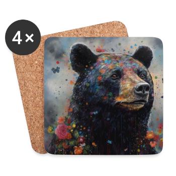 Modern & Colourful Black Bear Wall Art by Bodhi - Coasters (set of 4) - white - Front