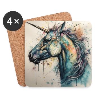 Colorful Contemporary Unicorn Art by Bodhi - Coasters (set of 4) - white - Front