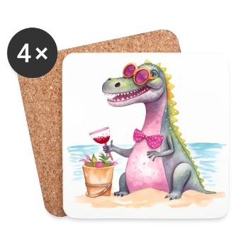 Strand von Ginoraurus - Untersetzer (4er-Set) - Weiß - Vorne