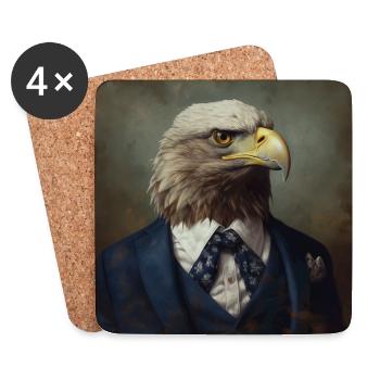 Eagle in a Suit - Victorian 1800s Style - Coasters (set of 4) - white - Front