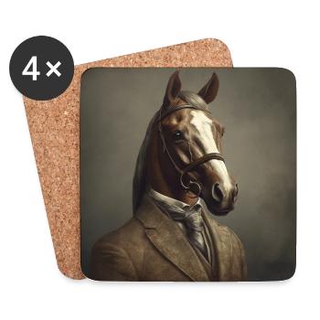 Horse in a Suit - Victorian 1800s Style - Coasters (set of 4) - white - Front