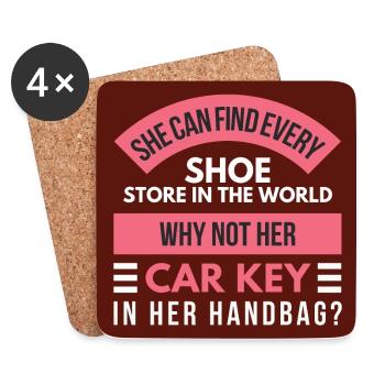 Togs2Tease - She can't find her car key - Coasters (set of 4) - white - Front