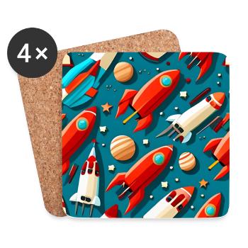 Star Ship Pattern - Coasters (set of 4) - white - Front