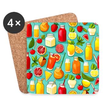 Yummy Summer Lemonade Pattern - Coasters (set of 4) - white - Front