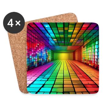 3D-Regenbogen-Quadrate - Untersetzer (4er-Set) - Weiß - Vorne