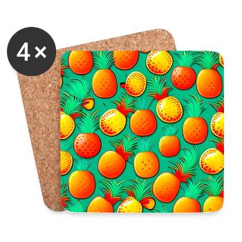 Ananas-Paradies - Untersetzer (4er-Set) - Weiß - Vorne