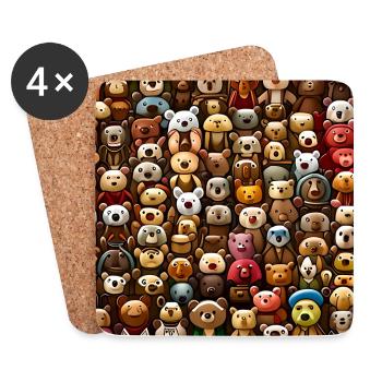 Cuddly Teddy Bears Pattern - Coasters (set of 4) - white - Front