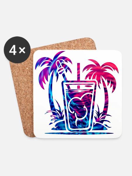 Boisson tropicale - Dessous de verre (lot de 4) - blanc