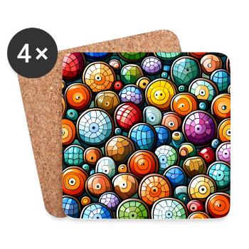 Murakami Mosaic Pattern - Coasters (set of 4) - white - Front