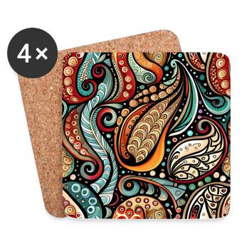 Zentangle Paisley Pattern - Coasters (set of 4) - white - Front
