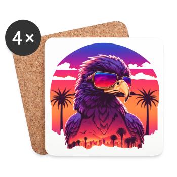 Synthwave eagle - Coasters (set of 4) - white - Front