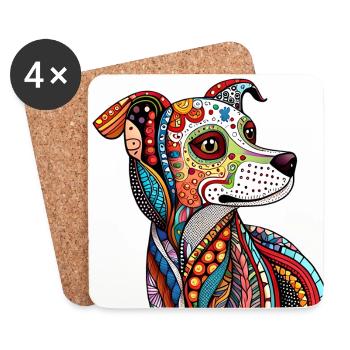 Zentangle Dog - Coasters (set of 4) - white - Front
