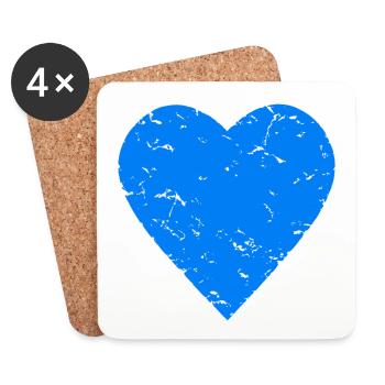 blue heart - water - bavaria - used look - Coasters (set of 4) - white - Front