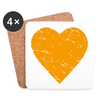 orange heart - love - halloween - used look - Coasters (set of 4) - white - Front