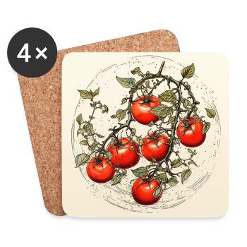 Tomates - Dessous de verre (lot de 4) - blanc - Devant