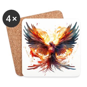 Kraftvoller Phönix erhebt sich, Icon-Linie - Untersetzer (4er-Set) - Weiß - Vorne