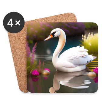 Schwan - Untersetzer (4er-Set) - Weiß - Vorne