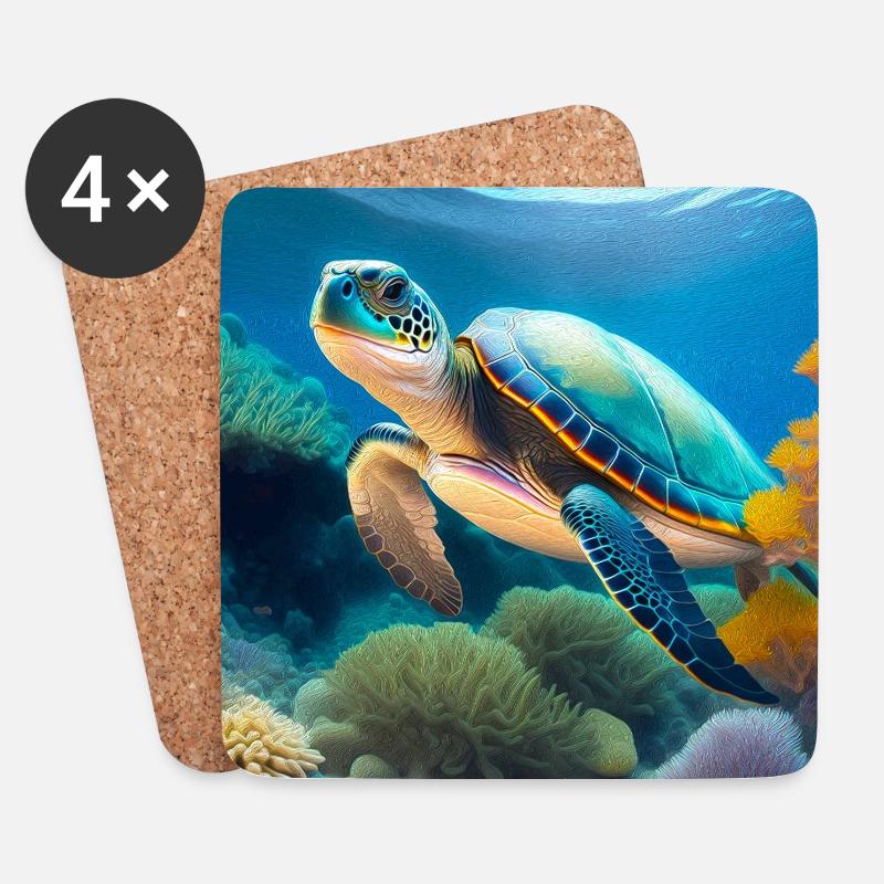 Turtle - Coasters (set of 4) - white