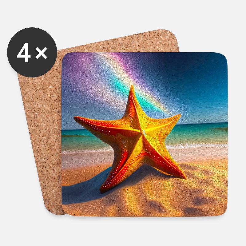 Étoile de mer - Dessous de verre (lot de 4) - blanc